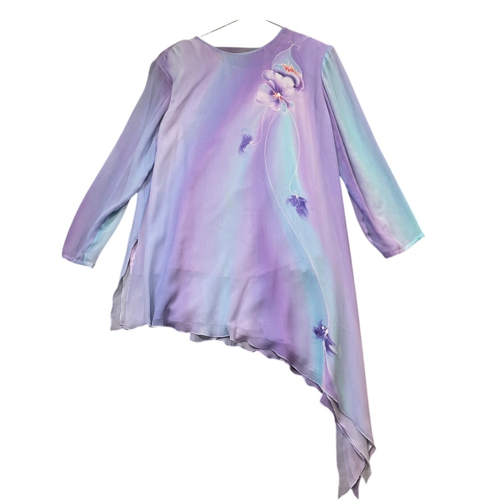 Yolanda Lorente Large 100% Silk 3 Pc‎ Top, Tank and Scarf Handpainted